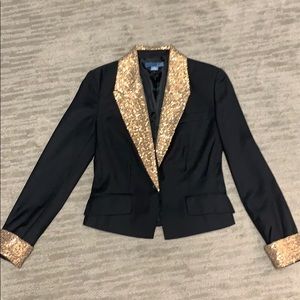 Women’s gold sequin accent tuxedo jacket size 2